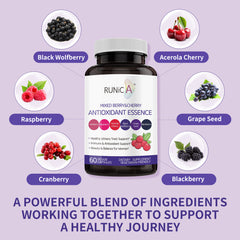 6X 6-in-1 Mixed Berry & Cherry Antioxidant Supplement - 6-Berry Extract for Even Skin Tone & Urinary Tract Health - 120 Vegan Capsules, 60-Day Routine Bundle