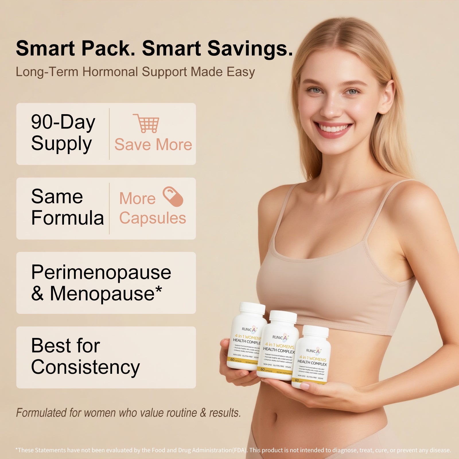 4-in-1 Women’s Hormonal Balance Complex Supplement | Rosehip, Pueraria & Evening Primrose with Soy Isoflavones | Menstrual Cycle, Menopause, Energy Level & Healthy Skin Support