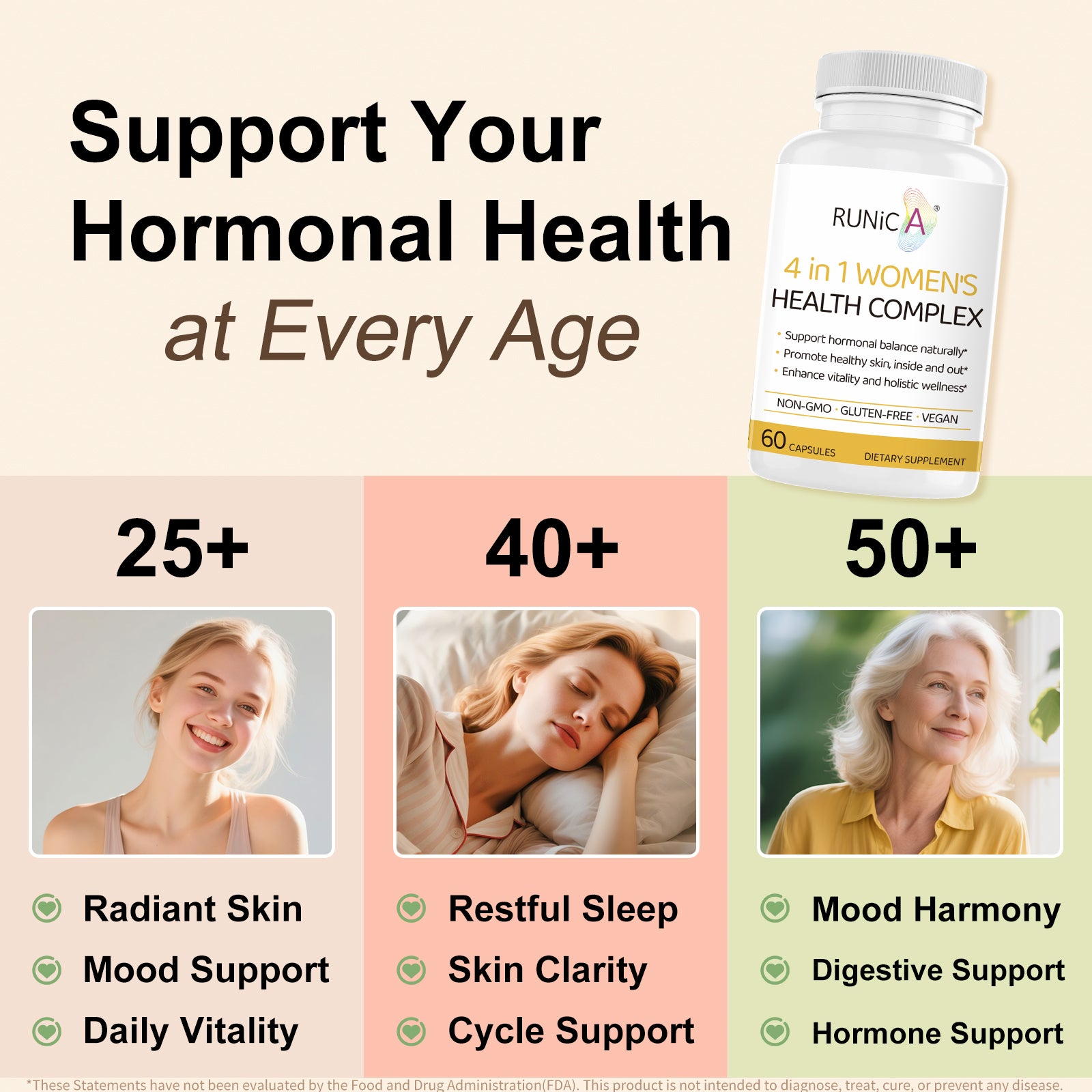 4-in-1 Women’s Hormonal Balance Complex Supplement | Rosehip, Pueraria & Evening Primrose with Soy Isoflavones | Menstrual Cycle, Menopause, Energy Level & Healthy Skin Support