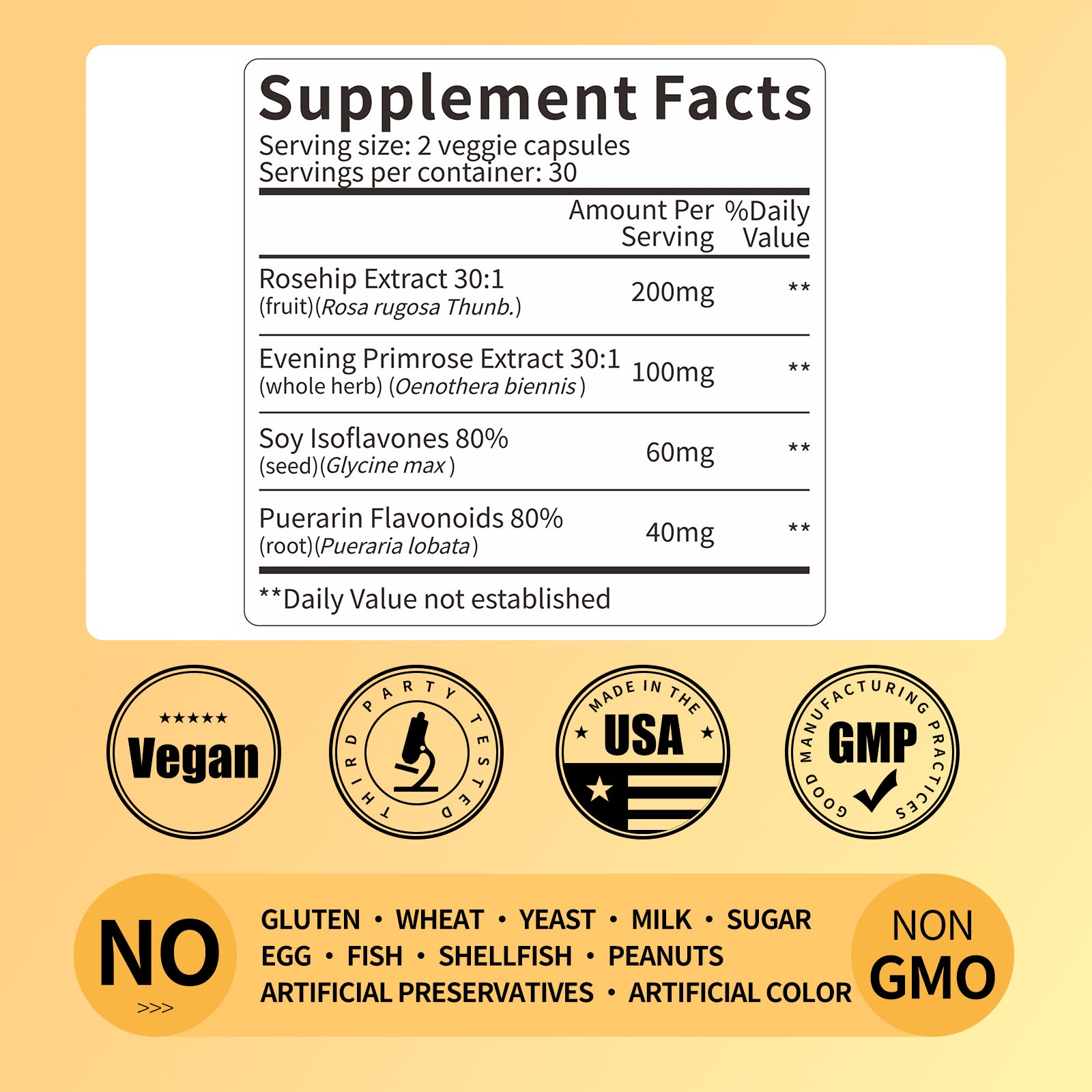 4-in-1 Women’s Hormonal Balance Complex Supplement | Rosehip, Pueraria & Evening Primrose with Soy Isoflavones | Menstrual Cycle, Menopause, Energy Level & Healthy Skin Support