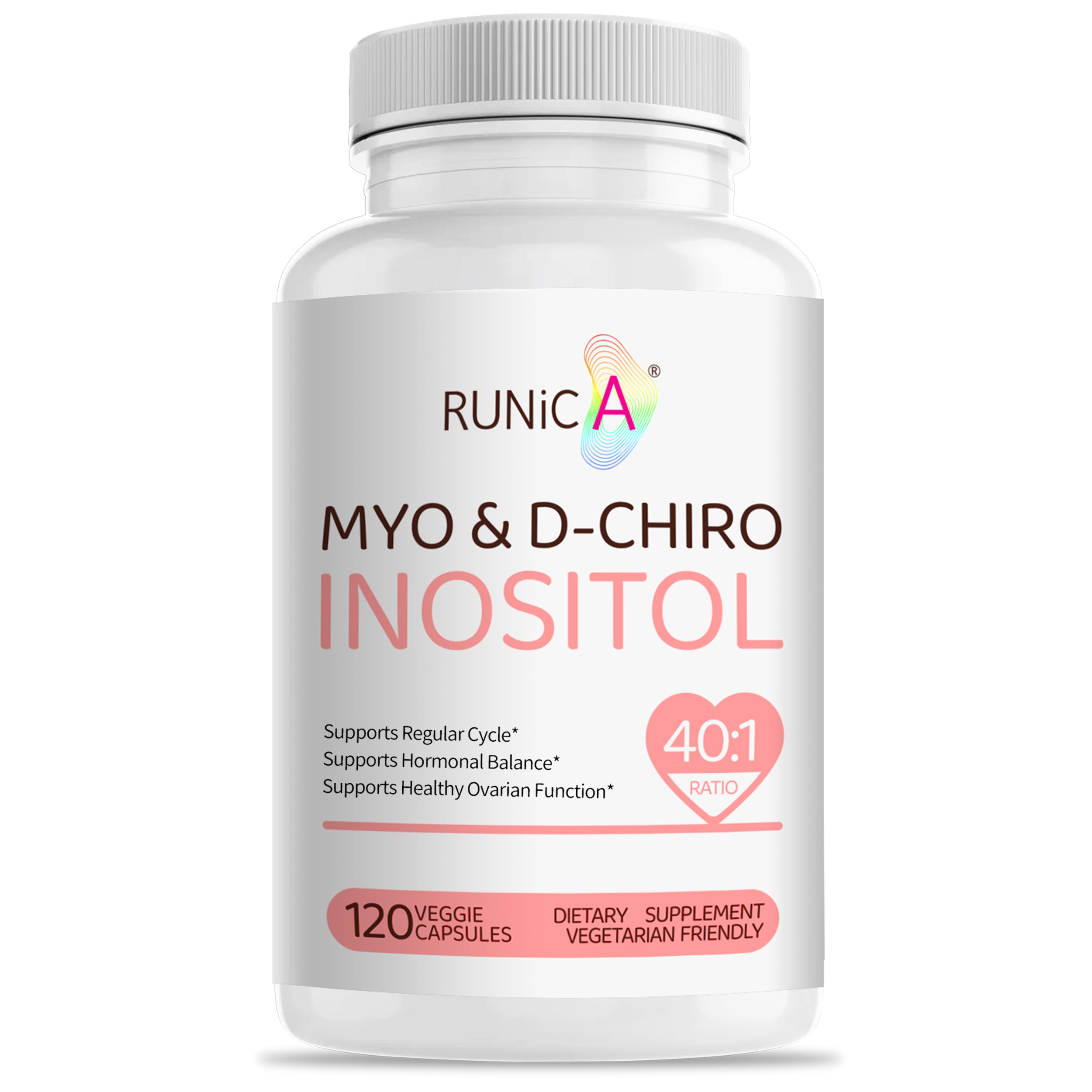 Myo-Inositol & D-Chiro Inositol (40:1 Ratio) - Support Hormone Balance, Fertility & Ovarian Health - 120 Vegan Capsules, 30-Day Starter Pack
