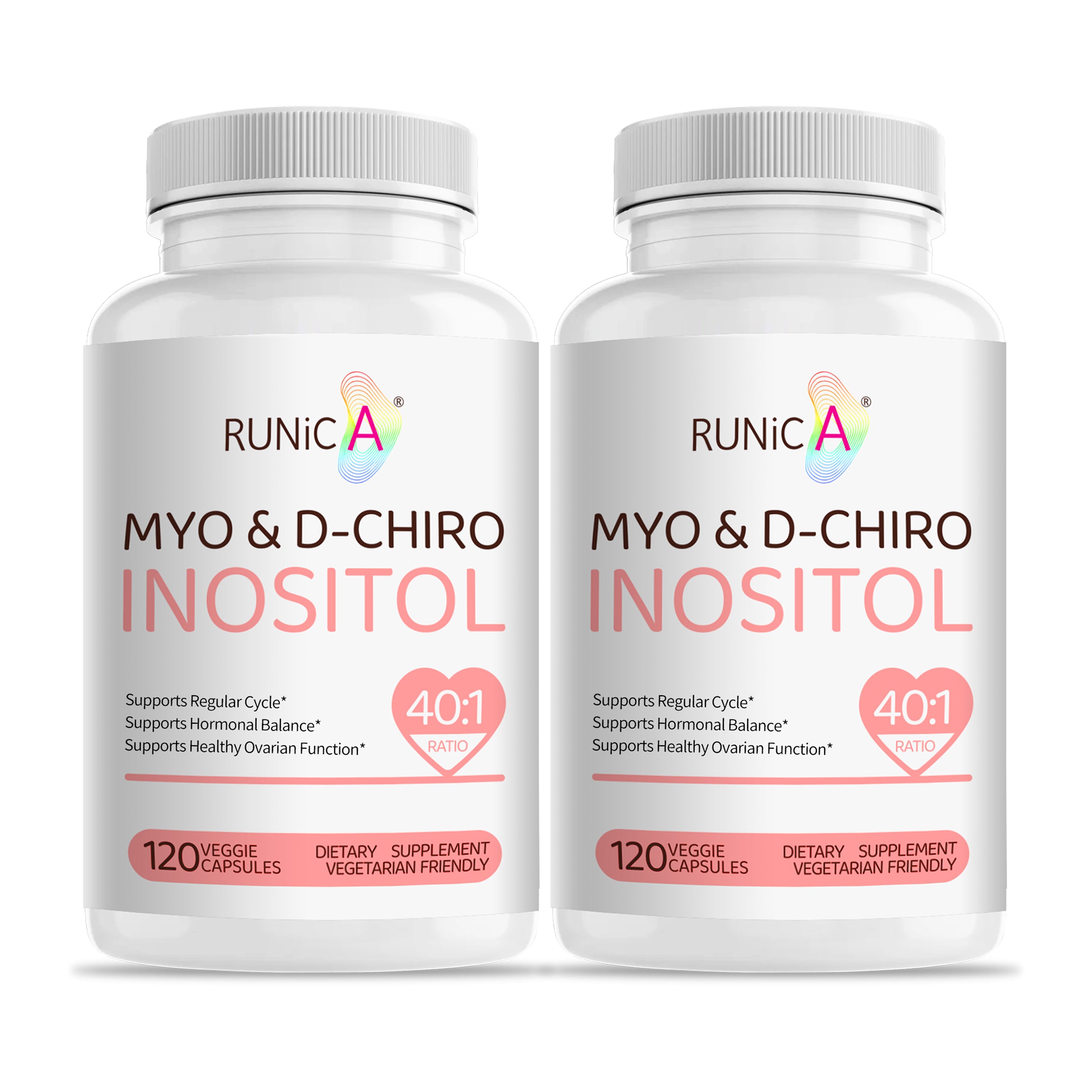 Myo-Inositol & D-Chiro Inositol (40:1 Ratio) - Support Hormone Balance, Fertility & Ovarian Health - 120 Vegan Capsules, 30-Day Starter Pack